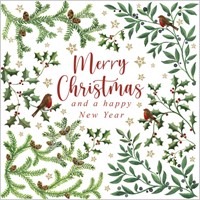 Christmas Cards: Winter Foliage/Robins (Pack of 4) (Cards)