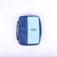 Bible Cover Multiple Fish 2-Tone Blue Large (Bible Case)