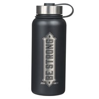 Be Strong Black Stainless Steel Water Bottle - Joshua 1:9 (Other Merchandise)
