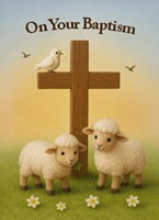 On Your Baptism Lambs with Cross Card (pack of 6) (Cards)