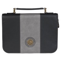 Be Strong and Courageous Gray and Black Bible Cover (L) (Bible Case)