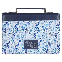 Trust in the Lord Blue Botany Faux Leather Bible Cover (L) (Bible Case)