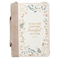 Everything Beautiful Taupe Faux Leather Bible Cover (L) (Bible Case)