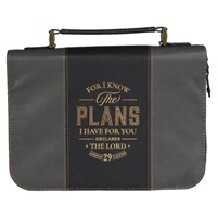 The Plans Black and Charcoal Faux Leather Bible Cover (M) (Bible Case)