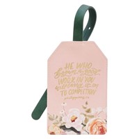 He Who Began a Good Work Pink Floral Luggage Tag (Other Merchandise)