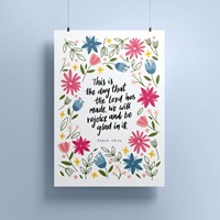 Psalm 118: 24 - Floral A4 Print (Poster)