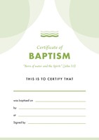 ETC Baptism Certificate A5 Portrait (pack of 10) (Certificate)