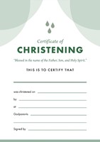 ETC Christening Certificate A4 Portrait (pack of 10) (Certificate)