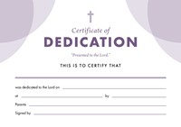 ETC Dedication Certificate A5 Landscape (pack of 10) (Certificate)