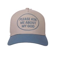 Cap - Please Ask Me About My God Blue/Tan