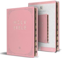 KJV Holy Bible, Large Print Handy, Pink Premium, Indexed (Imitation Leather)