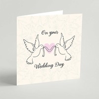On Your Wedding Day Doves Square Card (Cards)