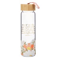 Trust in the Lord Floral Glass Water Bottle with Bamboo Lid (General Merchandise)