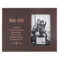 Man of God Brown Faux Leather Photo Frame (General Merchandise)