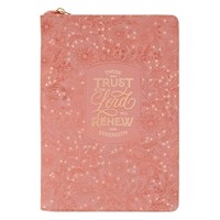 Trust Pink Floral Classic Journal with Zipper Closure (Imitation Leather)