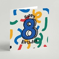 Eight Birthday Square Card (Pack Of 3) (Cards)