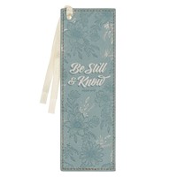 Be Still Teal Floral Faux Leather Bookmark - Psalm 46:10 (Bookmark)