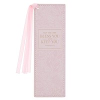 Bless And Keep You Blush Floral Faux Leather Bookmark (Bookmark)