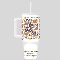 Rise & Shine - 40oz Sleek Style Stainless Steel Mug w/ Straw (General Merchandise)
