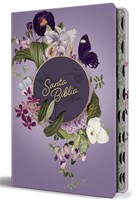 Biblia Reina Valera letra gigante, tapa dura, flores moradas (Hard Cover)