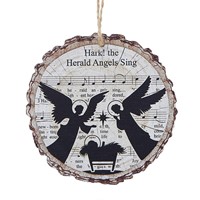Hark The Herald Angels Sing Wood Slice Ornament (Ornament)