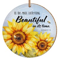 Sunflowers Ceramic Hanging Decoration - Ecclesiastes 3:11 (Coaster)