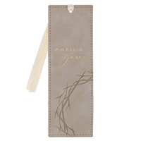 Amazing Grace Taupe Faux Leather Bookmark - Isaiah 53:5 (Bookmark)