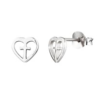 Cross And Heart Stud Earrings (Jewellery)