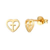Cross And Heart Stud Earrings (Jewellery)