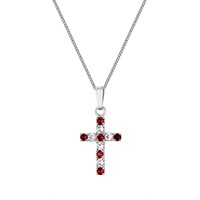 Ruby & Clear Swarovski Crystal Cross Pendant (Jewellery)