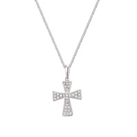 Small Pave-Set Cz Cross Pendant (Jewellery)