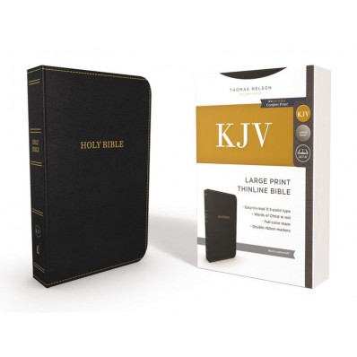 KJV Thinline Bible, Black, Large Print, Red Letter Edition