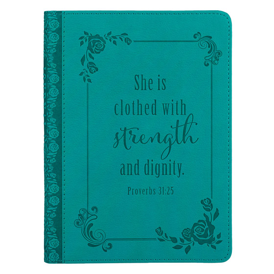 Proverbs 31:25 Aqua Mini Journal