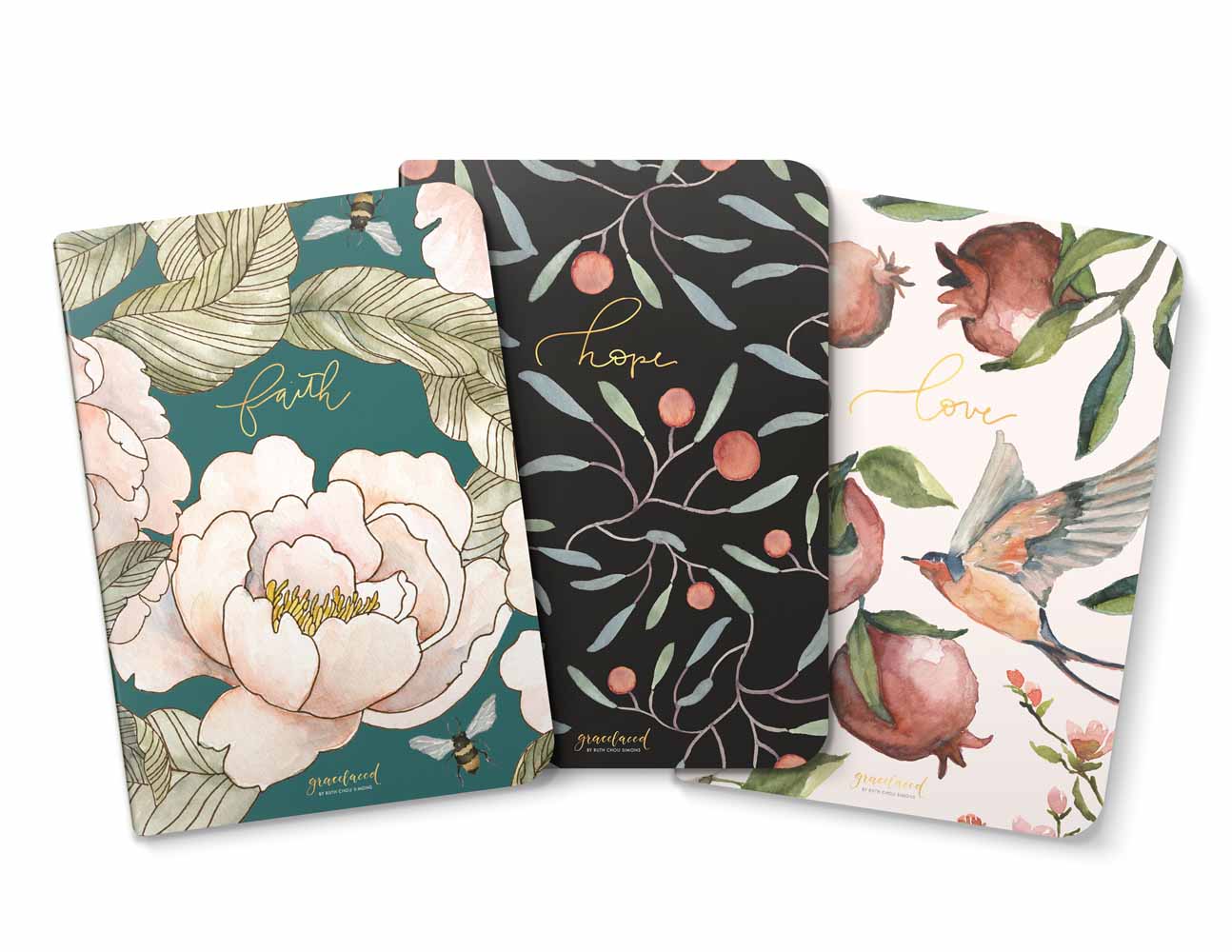 GraceLaced Lined Notebooks - Faith, Hope, Love (set of 3)