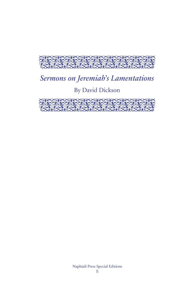 Sermons on Jeremiah's Lamentations