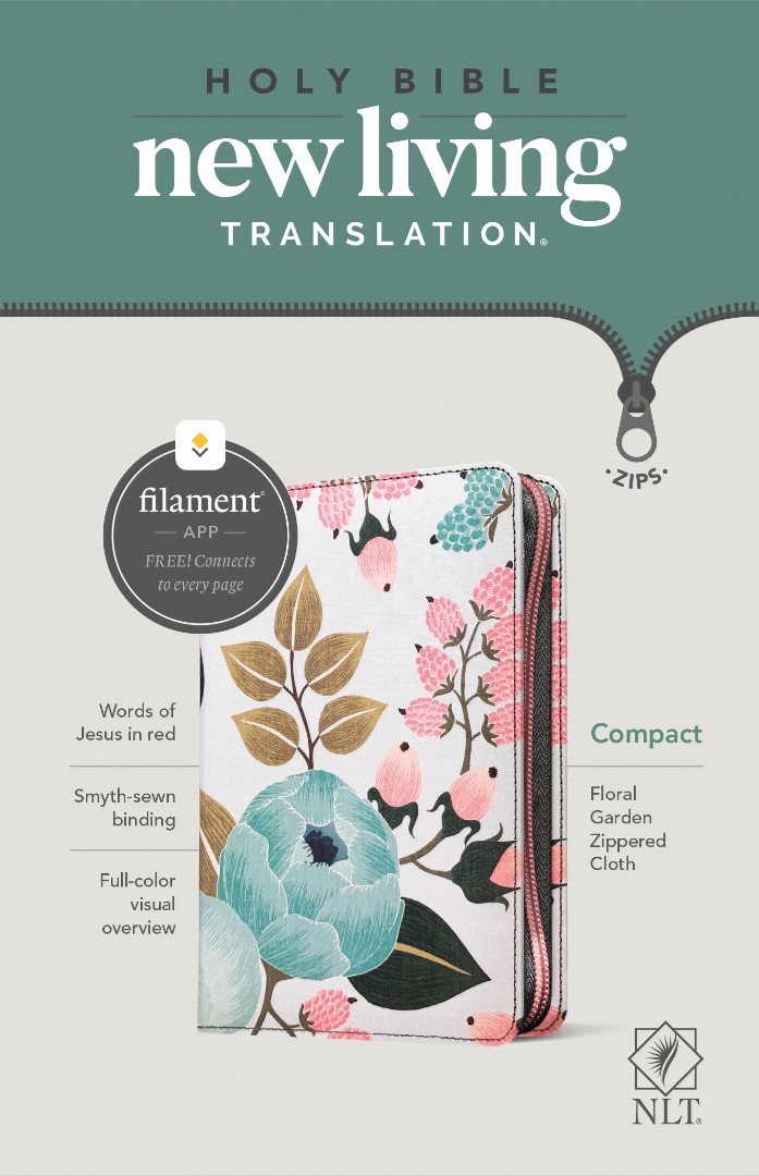 NLT Compact Zipper Bible, Filament Enabled Edition, Floral