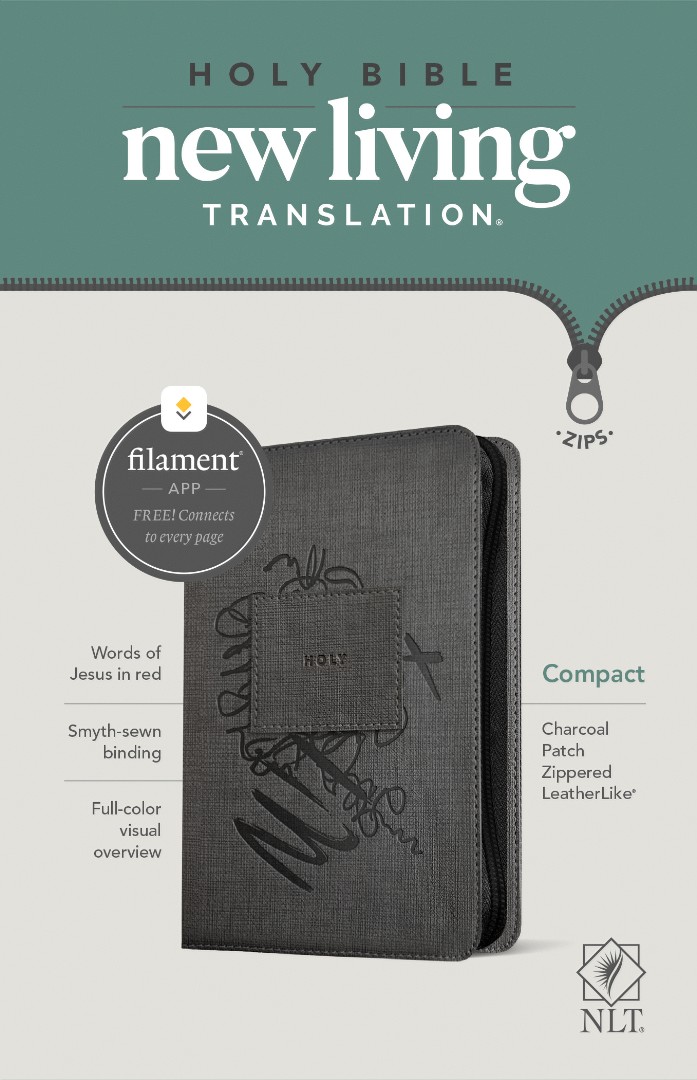 NLT Compact Zipper Bible, Filament Enabled Edition, Charcoal