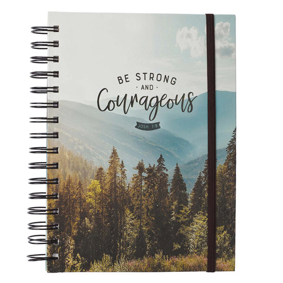 Strong and Courageous Large Wirebound Journal with Elastic