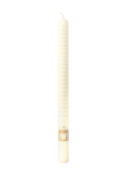 Advent Candle - Ivory - Names Of Jesus/Nativity - 30cm