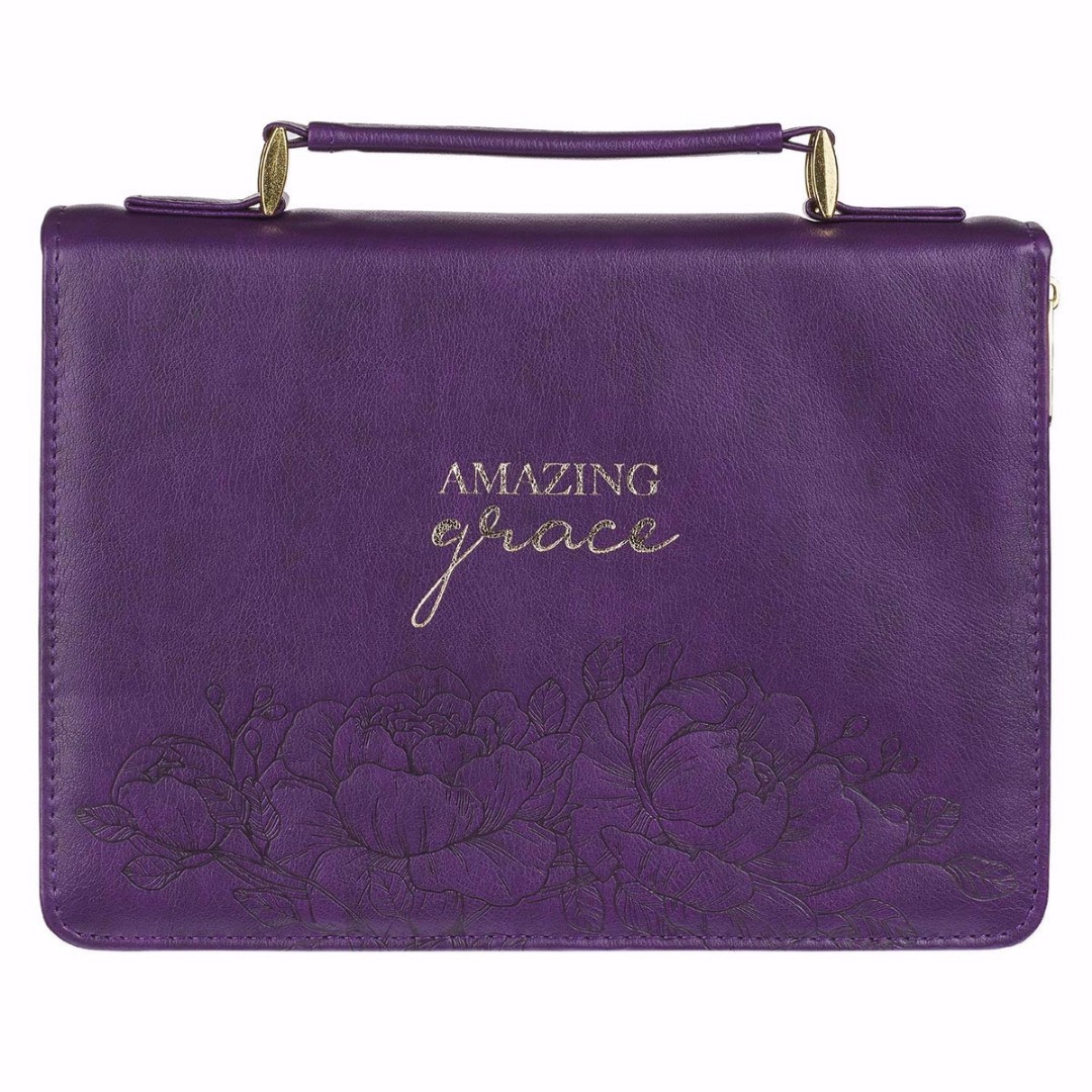 Amazing Grace Purple Fashion Bible Cover, Medium