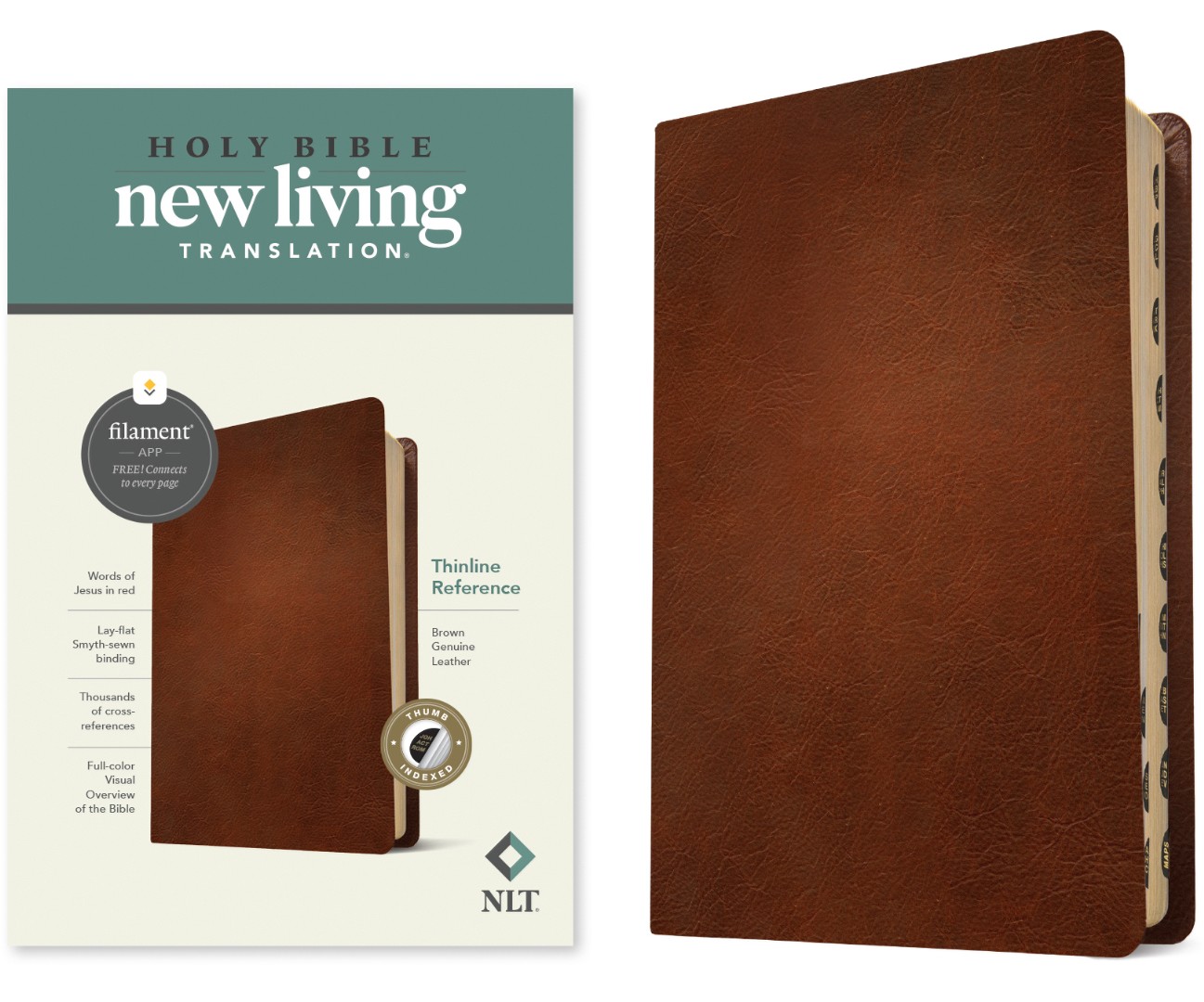 NLT Thinline Reference Bible, Filament Edition, Brown