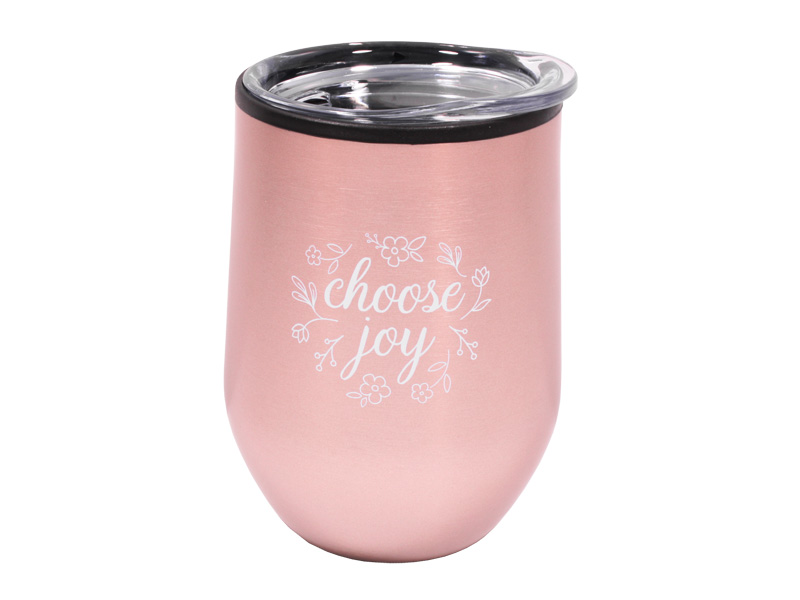 Mug Tumbler Stainless Steel Choose Joy Rose Gold 12Oz