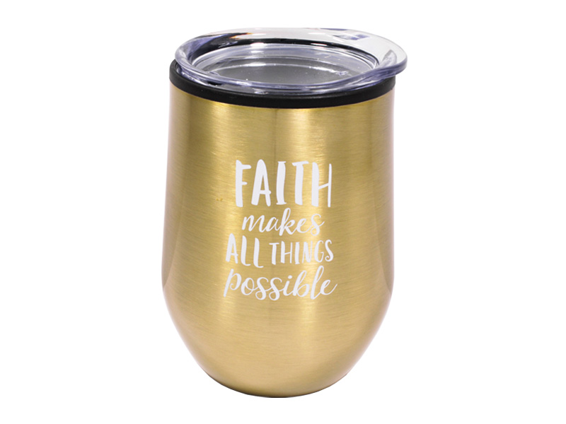 Mug Tumbler Stainless Steel Faith Gold 12oz