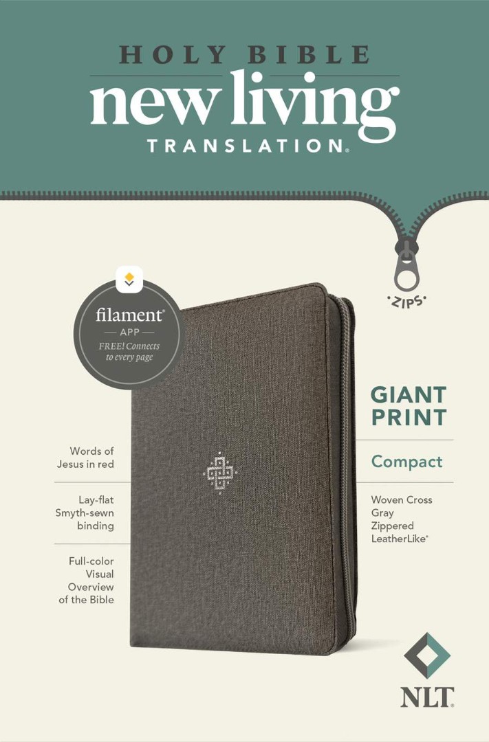 NLT Compact Giant Print Zipper Bible, Filament Edition, Grey