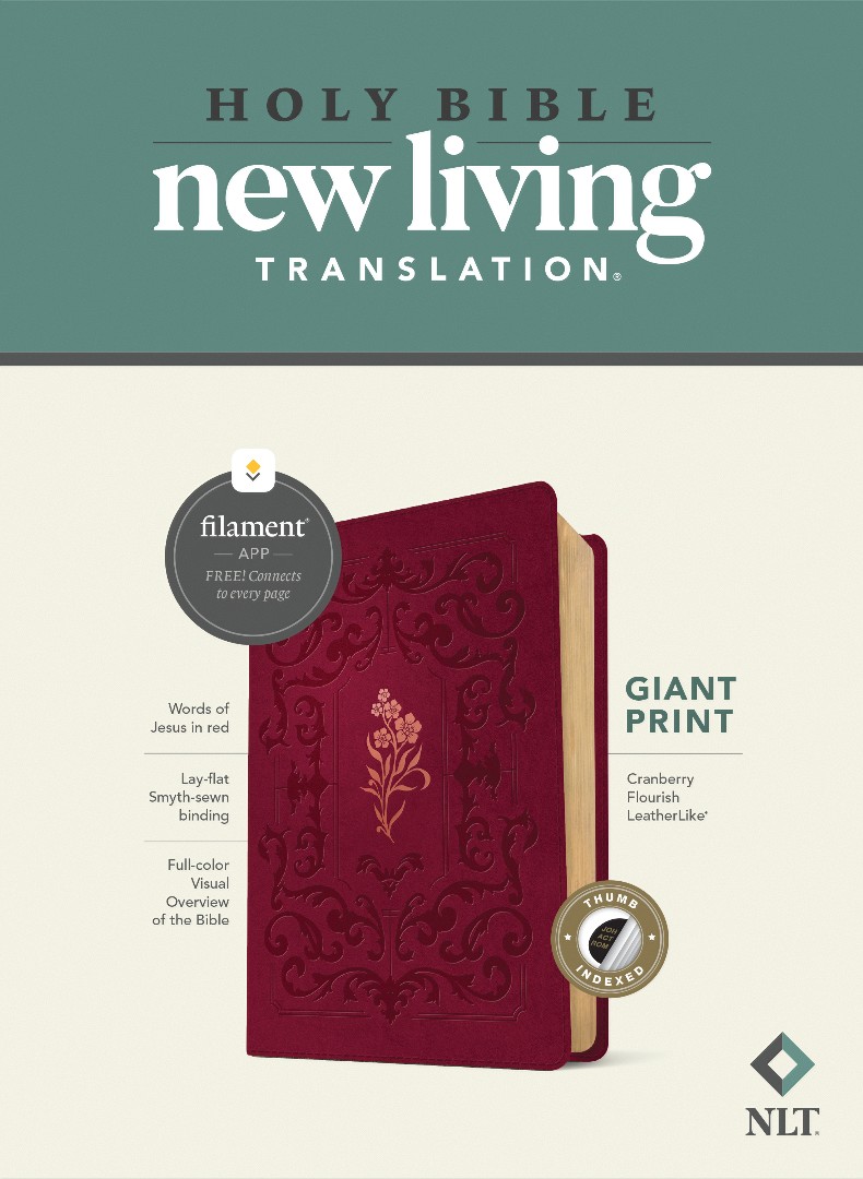 NLT Giant Print Bible, Filament Edition, Cranberry, Indexed