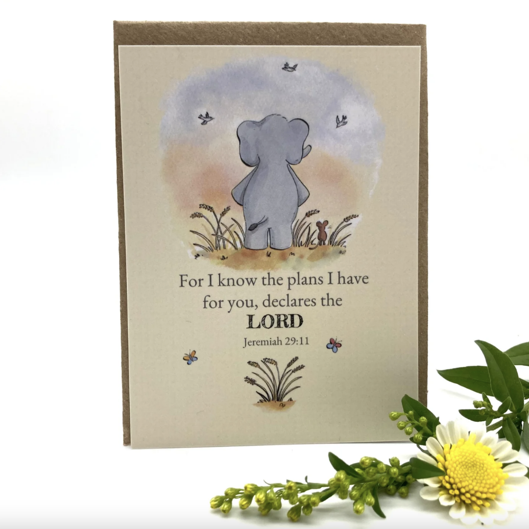 For I Know The Plans I Have For You Elephant Prayer Card