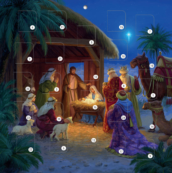 Advent Calendar Square Card: Stable Scene
