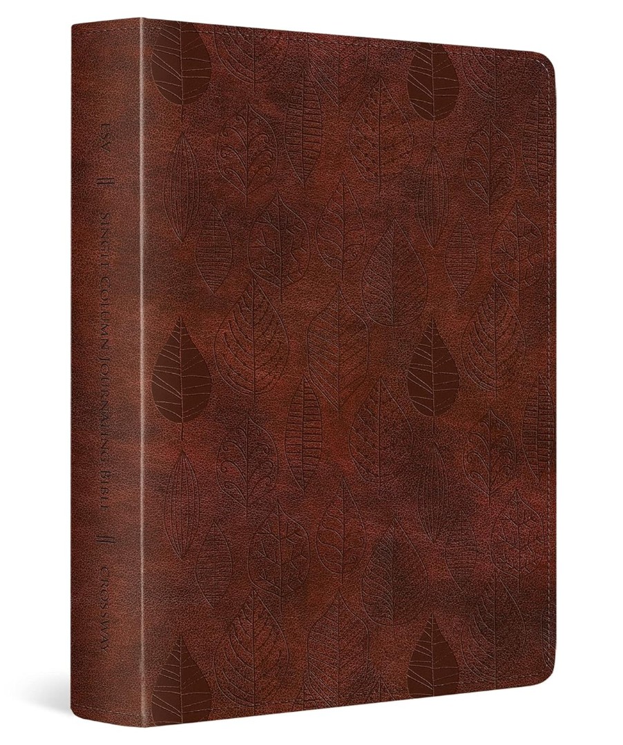 ESV Single Column Journaling Bible, Chestnut, Leaves