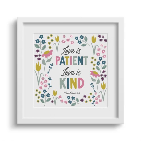 Love Is Patient 6X6 White Framed Print