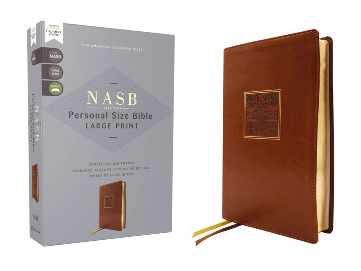 NASB, Personal Size Bible, Large Print, Leathersoft, Brown